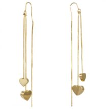 Kolczyki długie ze stali szlachetnej platerowane 14k złotem SERCA KST3378