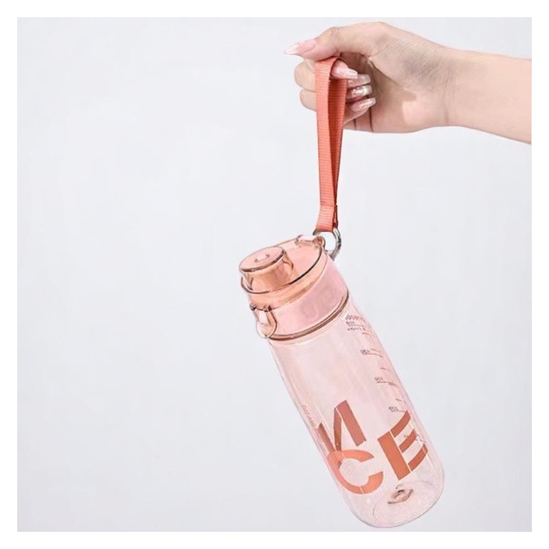 BUTELKA NA WODĘ BIDON NA SIŁOWNIĘ FITNESS 800ml przenośny różowy BD46 - obrazek 3