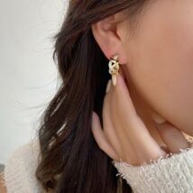 Kolczyki ze stali szlachetnej pozłacanej 14k złotem z cyrkoniami, sztyft srebro S925 KST3327