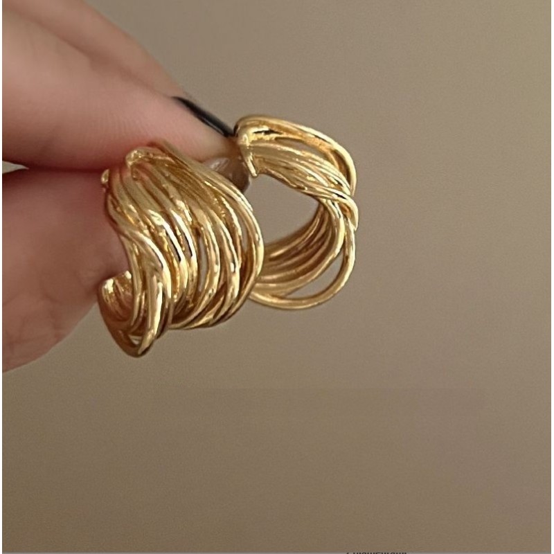 Kolczyki ze stali szlachetnej pozłacanej 14k złotem z cyrkoniami, sztyft KST2973 - obrazek 3