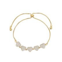 Bransoletka na rękę stal chirurgiczna pozłacana 14k złotem, SERCA cyrkonie BST1534