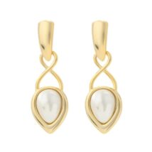 Kolczyki wiszące ze stali szlachetnej platerowane 14k złotem, sztyft srebro S925, perły KST3340