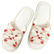 Kapcie ocieplane z kokardą, TRUSKAWKI, antypoślizgowe PAN04R39, rozmiar 39