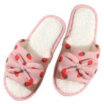 Kapcie ocieplane z kokardą, TRUSKAWKI, antypoślizgowe PAN05R39, rozmiar 39