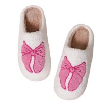 Ciepłe kapcie z kokardą ocieplane, antypoślizgowe PAN03R38, rozmiar 38