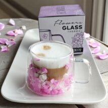 Szklanka termiczna z hortensją w środku fiolet 180 ml 1szt SZK172