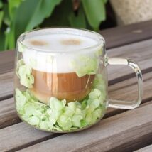 Szklanka termiczna z hortensją w środku, zielona 180 ml 1szt SZK173