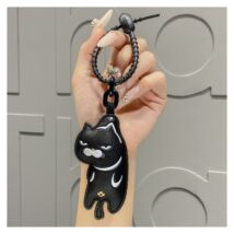 Brelok do kluczy skórzany KOT czarny BRL363