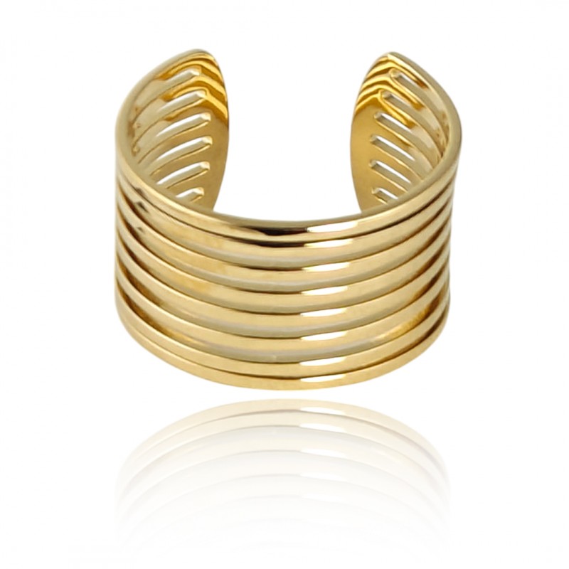 Pierścionek stal chirurgiczna platerowana złotem regulowany PST941