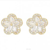 Kolczyki ze stali szlachetnej pozłacanej 14k złotem, cyrkonie, sztyft srebro S925 KST3338