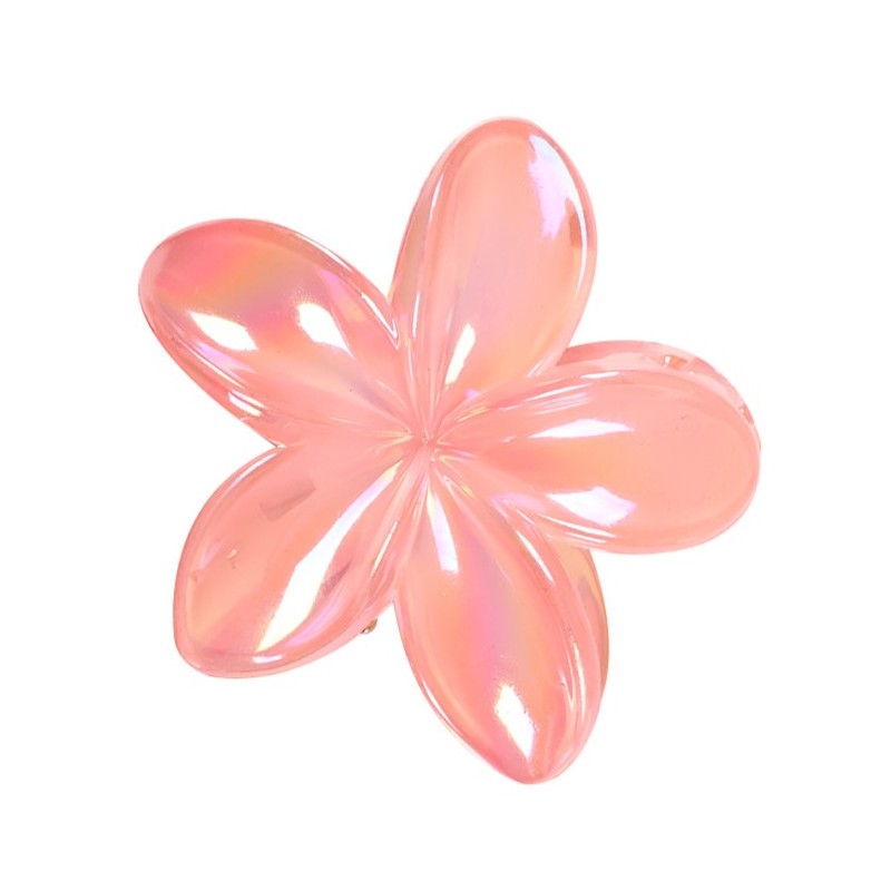 Spinka do włosów klamra XL kwiat różowa opalizująca 7,5 x 8cm SP425