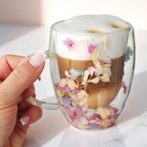 Szklanka termiczna z kwiatami w środku, gipsówka hortensje róż 300 ml 1szt SZK180