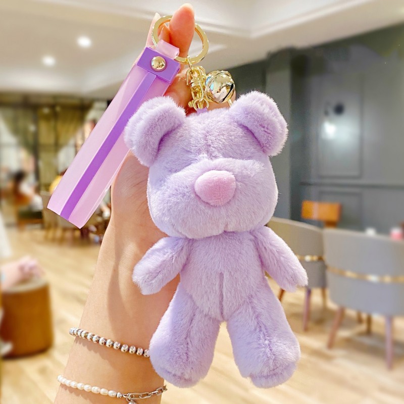 Brelok do kluczy puchaty MIŚ, pluszowy fioletowy BRL359FIO