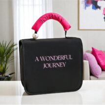 Kosmetyczka rozkładana elegancka kuferek etui z rączką czarna KS153CZ