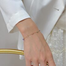 Bransoletka na rękę stal chirurgiczna pozłacana 14k złotem Kamienie naturalne BST1522