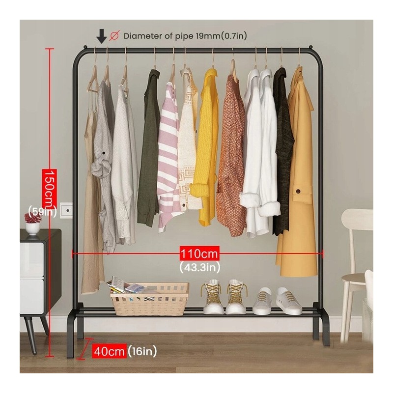 Stojący wieszak na ubrania, odzież, obuwie 110 x 150cm SZ03 - obrazek 3