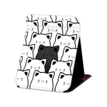 Lusterko kosmetyczne z ekoskóry, otwierane, stojące duże, kotki 15 x 20cm L24