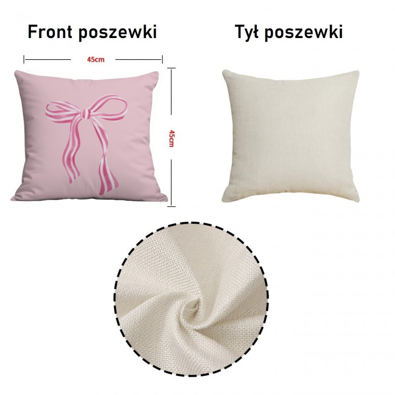 Poszewka na poduszkę 45 x 45 cm KOKARDA różowa POD231 - obrazek 3