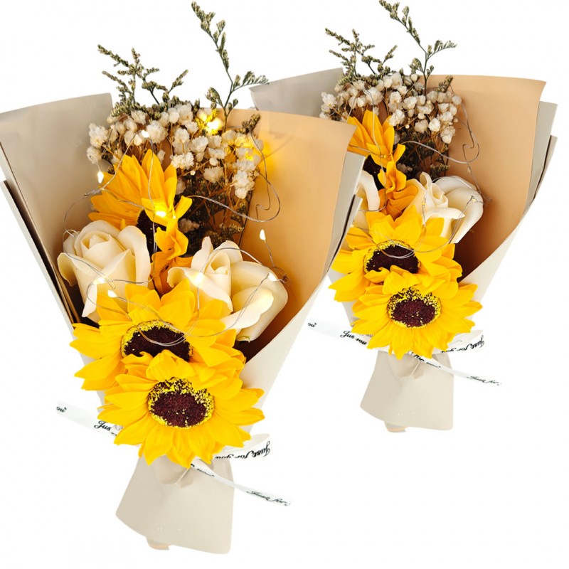 Bukiet zapachowych kwiatów mydlanych w pudełku na prezent, świecące LED BUK15 - obrazek 3