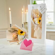 Bukiet zapachowych kwiatów mydlanych w pudełku na prezent, świecące LED BUK17ZO