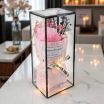 Bukiet zapachowych kwiatów mydlanych w pudełku na prezent, świecące LED BUK20