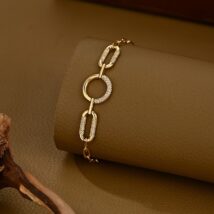 Bransoletka na rękę stal chirurgiczna pozłacana 14k złotem, cyrkonie – BST1558