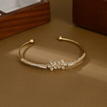 Bransoletka na rękę stal chirurgiczna pozłacana 14k złotem, cyrkonie – BST1559