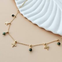 Bransoletka na stopę stal chirurgiczna pozłacana 14k złotem, kamienie – BST1561