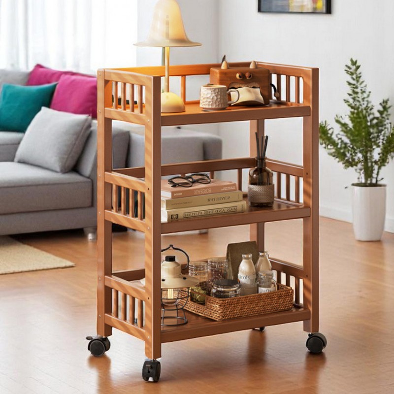 Bambusowy regał, mobilna szafka na kółkach 30 x 50 x 82cm SZ48