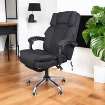 Fotel biurowy obrotowy MASTER z podnóżkiem i masażerem – czarny MATERIAŁ KO32CZ