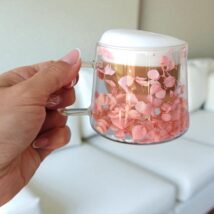 Szklanka termiczna z hortensją w środku 180 ml 1szt pudełko BEZ LOGO SZK74MOR