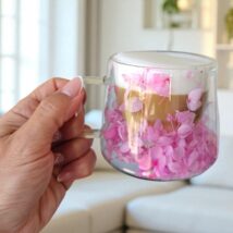 Szklanka termiczna z hortensją w środku 180 ml 1szt pudełko BEZ LOGO SZK74S