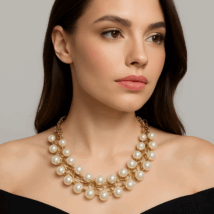 Kolia Zarka perły na złotym łańcuchu, efektowna N97