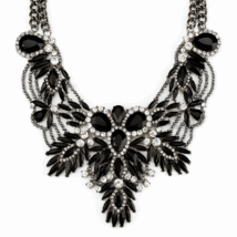 Naszyjnik, kolia kryształowa, cyrkonie efektowna czerń N347CZ