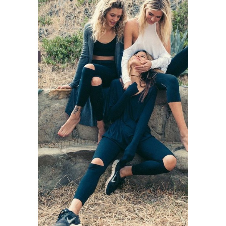 Sportowe Legginsy Fitness Trening Czarne LEG19L - obrazek 6