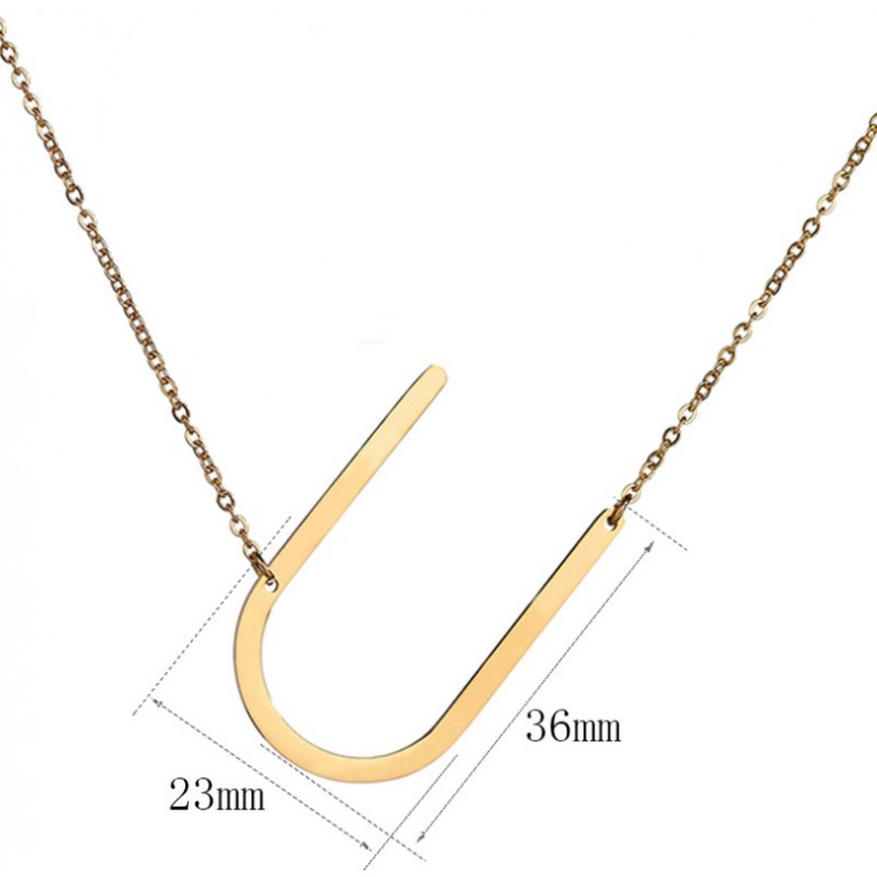 Naszyjnik stal chirurgiczna literka U platerowana złotem NST995U - obrazek 4