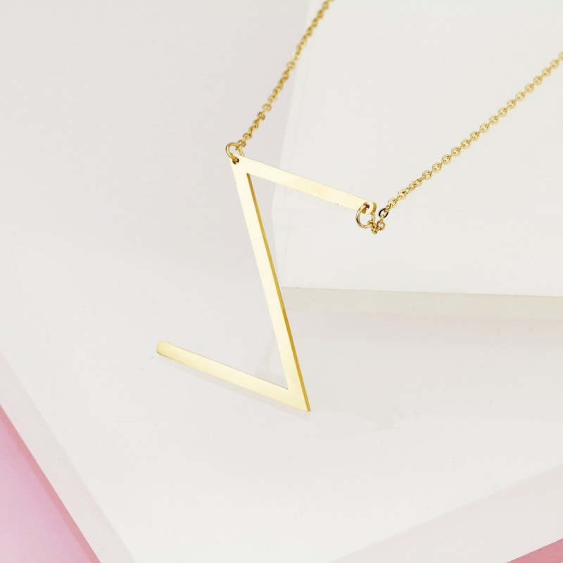 Naszyjnik stal chirurgiczna literka Z platerowana złotem NST995Z - obrazek 3