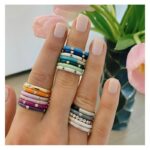 Pierścionek pozłacany cyrkonie masa perłowa kolor stal chirurgiczna platerowana złotem PST869BR7 - obrazek 3