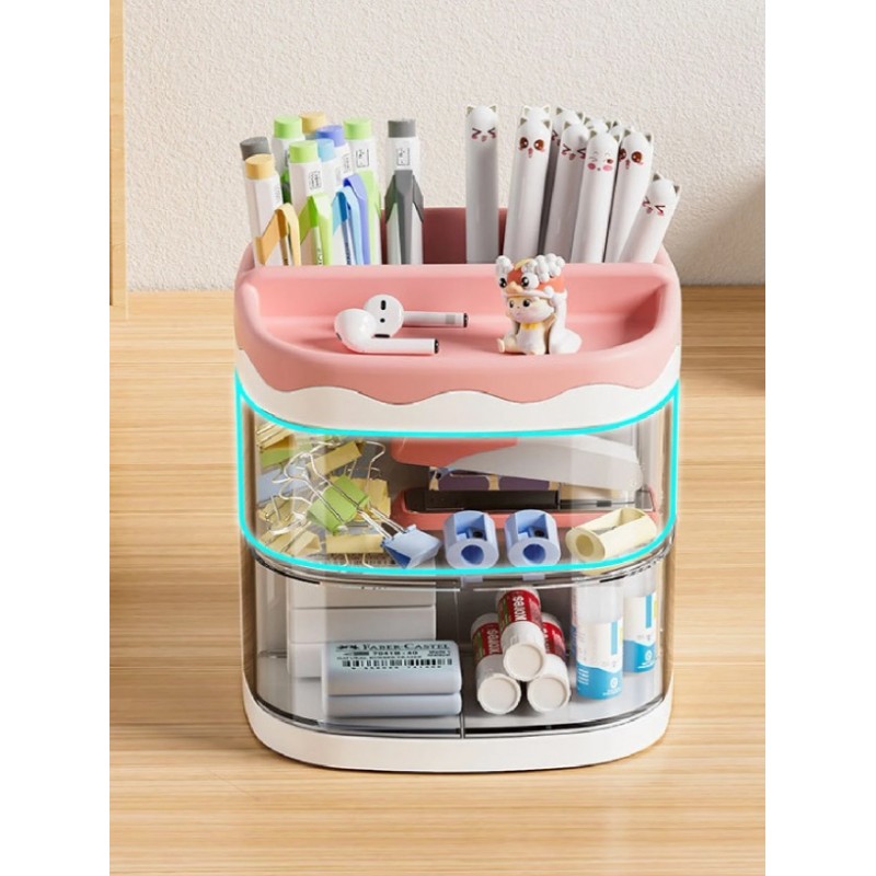 Szkatułka organizer różowy z szufladkami CB30R - obrazek 4