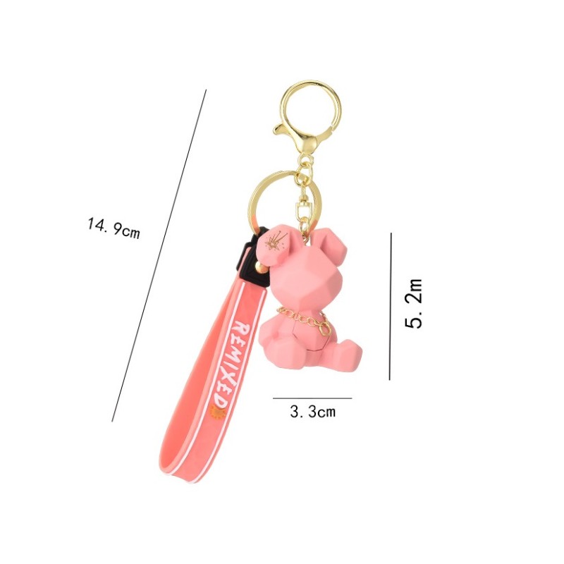 Brelok do kluczy Geometric Miś Róż BRL157 - obrazek 4