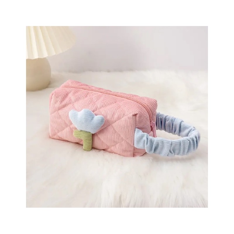 Kosmetyczka z motywem tulipana, pikowana podłużna róż KS101WZ1 - obrazek 3