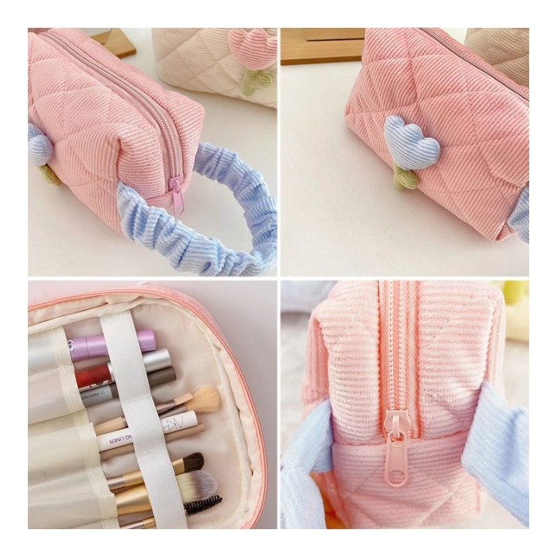 Kosmetyczka z motywem tulipana, pikowana podłużna róż KS101WZ1 - obrazek 4