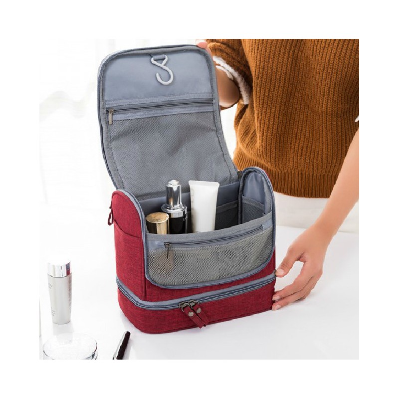 Kosmetyczka wodoodporna rozkładana 2 poziomowa 25x21x11,5cm KS103WZ2 - obrazek 4