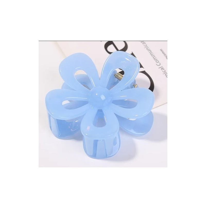 Spinka do włosów klamra niebieska XL kwiat 6,5 x 7cm SP276N - obrazek 6