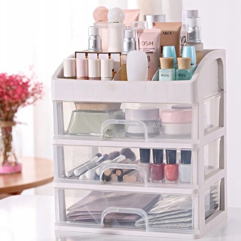 Organizer z szufladką, szkatułka na kosmetyki 26,8x23,3x17cm CB14 - obrazek 6