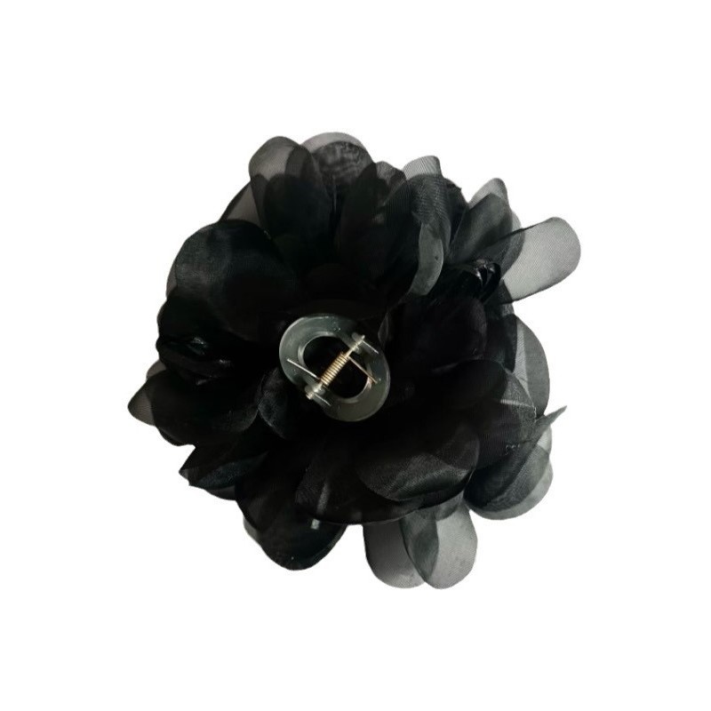 Duża kokarda tiulowa z perełkami, spinka do włosów, klamra SP323CZ - obrazek 4