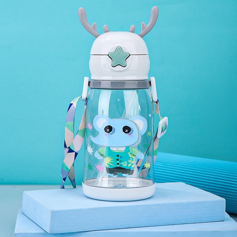 Butelka na wodę Bidon dziecięcy ze słomką 600 ML BD30B - obrazek 4