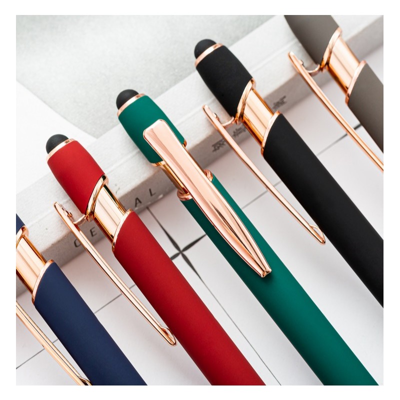 Długopis metalowy, tusz czarny, touch pen soft touch szary DL05 - obrazek 4