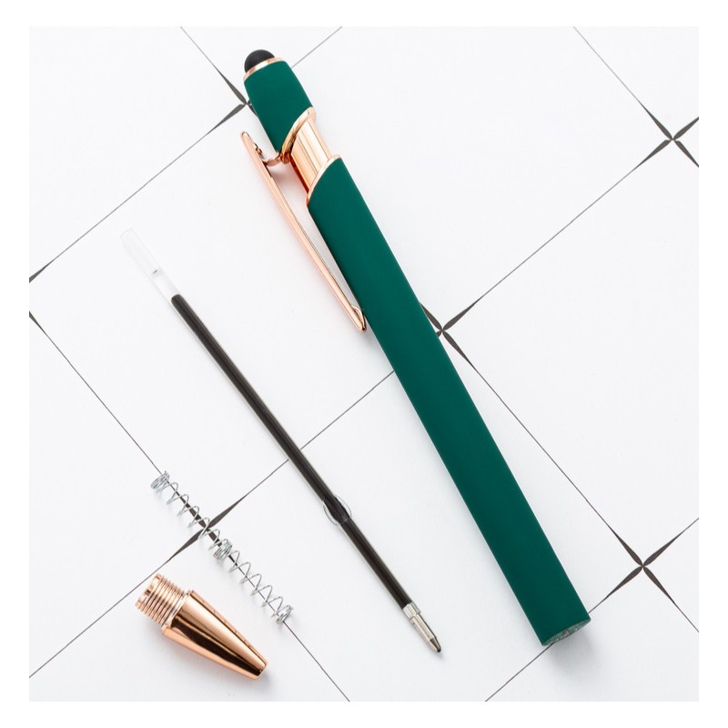 Długopis metalowy, tusz czarny, touch pen soft touch szary DL05 - obrazek 6