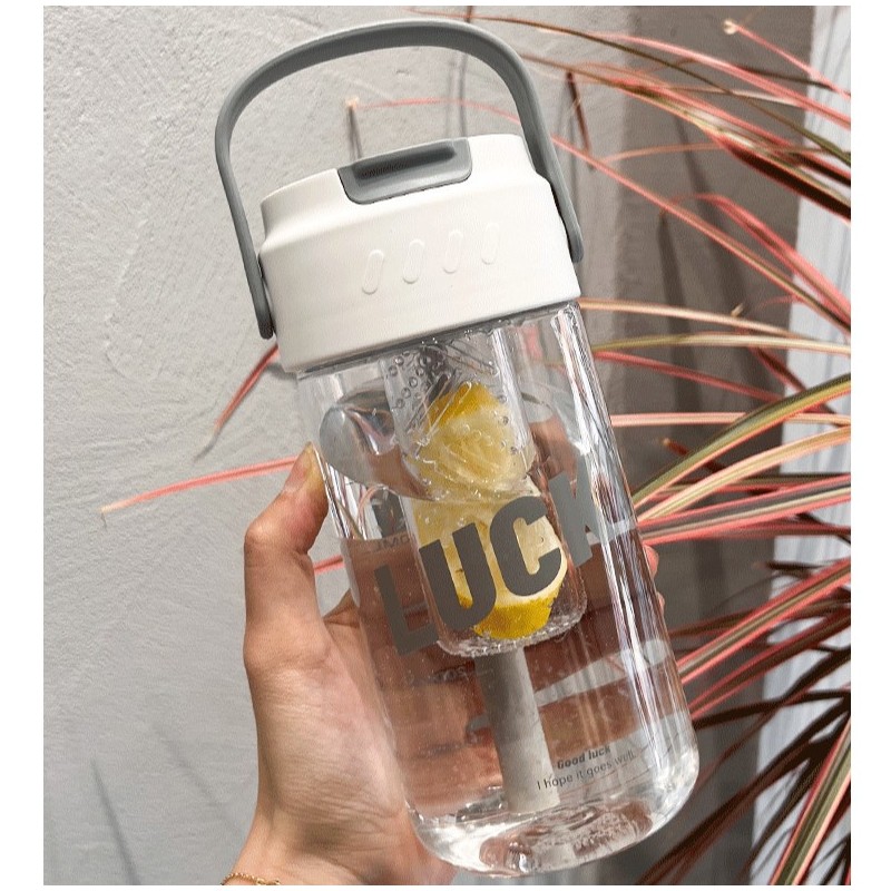 Butelka, bidon na wodę z koszyczkiem i słomką 800 ML Lucky BD36 - obrazek 3